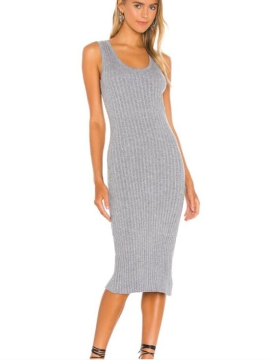 cupcakes & cashmere Dresses & Skirts - Cupcakes and Cashmere Macy Gray Ribbed Midi Dress Sz S $158